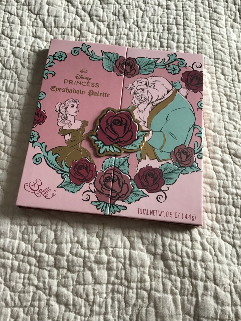 New Disney Princess Belle & The Beast Floral Eyeshadow Palette Gold Purple Tan